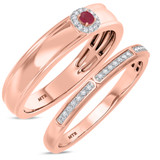Photo of Delphine 1/3 Carat T.W. Ruby and Diamond Matching Wedding Band Set 14K Rose Gold [WB2080R]