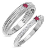 Photo of Magnol 1/3 Carat T.W. Ruby and Diamond Matching Wedding Band Set 14K White Gold [WB2086W]