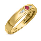 Photo of Clema 1/8 CT. T.W. Ruby and Diamond Matching Wedding Band Set 14K Yellow Gold [BT2081YM]