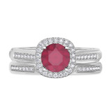 Photo of Delphine 1 3/8 Carat T.W. Ruby and Diamond Matching Bridal Ring Set 10K White Gold [BR2080W-C000]
