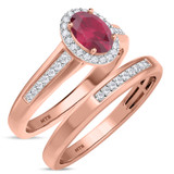 Photo of Chrisoula 7/8 CT. T.W. Ruby and Diamond Matching Bridal Ring Set 10K Rose Gold [BR2082R-C000]