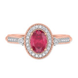 Photo of Magnol 1 1/10 CT. T.W. Ruby and Diamond Trio Matching Wedding Ring Set 10K Rose Gold [BT2086RE-C000]