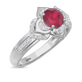Photo of Clema 1 1/2 Carat T.W. Ruby and Diamond Trio Matching Wedding Ring Set 10K White Gold [BT2081WE-C000]