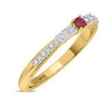 Photo of Magnol 1/3 Carat T.W. Ruby and Diamond Matching Wedding Band Set 10K Yellow Gold [BT2086YL]