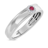 Photo of Delphine 1/5 Carat T.W. Ruby and Diamond Matching Wedding Band Set 10K White Gold [BT2080WM]