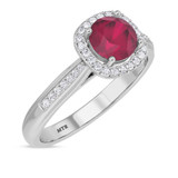 Photo of Delphine 1 1/4 CT. T.W. Ruby and diamond Engagement Ring 14K White Gold [BT2080WE-C000]