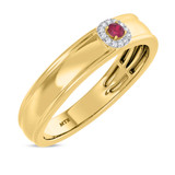 Photo of Delphine 1/5 CT. T.W. Ruby and Diamond Mens Wedding Band 14K Yellow Gold [BT2080YM]