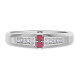 Photo of Chrisoula 1/8 CT. T.W. Ruby and Diamond Mens Wedding Band 14K White Gold [BT2082WM]