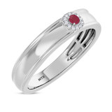 Photo of Delphine 1/3 Carat T.W. Ruby and Diamond Matching Wedding Band Set 14K White Gold [BT2080WM]