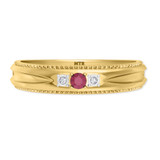 Photo of Magnol 1/4 CT. T.W. Ruby and Diamond Same Sex Mens Wedding Band Set 14K Yellow Gold [BT2086YM]