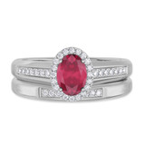 Photo of Chrisoula 7/8 CT. T.W. Ruby and Diamond Matching Bridal Ring Set 10K White Gold [BR2082W-C000]