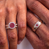Photo of Delphine 1 1/2 Carat T.W. Ruby and Diamond Trio Matching Wedding Ring Set 14K Rose Gold [BT2080R-C000]