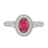 Photo of Magnol 1 1/10 CT. T.W. Ruby and Diamond Trio Matching Wedding Ring Set 14K White Gold [BT2086WE-C000]