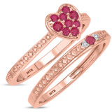 Photo of Manuka 1/5 CT. T.W. Ruby and Diamond Matching Bridal Ring Set 14K Rose Gold [BR2089R-C000]