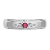 Photo of Clema 1/8 CT. T.W. Ruby and Diamond Mens Wedding Band 10K White Gold [BT2081WM]