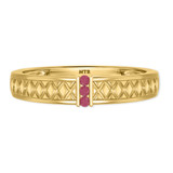 Photo of Manuka 1/7 CT. T.W. Ruby and Diamond Mens Wedding Band 10K Yellow Gold [BT2089YM]