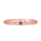 Photo of Manuka 1/8 Carat T.W. Ruby and Diamond Same Sex Ladies Band Set 14K Rose Gold [BT2089RL]