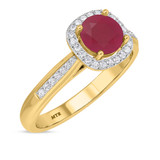 Photo of Delphine 1 1/2 CT. T.W. Ruby and Diamond Trio Matching Wedding Ring Set 10K Yellow Gold [BT2080YE-C000]
