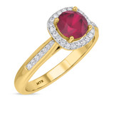 Photo of Delphine 1 1/2 CT. T.W. Ruby and Diamond Trio Matching Wedding Ring Set 10K Yellow Gold [BT2080YE-C000]