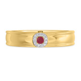 Photo of Delphine 1/5 Carat T.W. Ruby and Diamond Matching Wedding Band Set 14K Yellow Gold [BT2080YM]