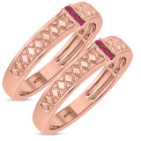 Photo of Manuka 1/7 Carat T.W. Ruby and Diamond Matching Wedding Band Set 14K Rose Gold [WM2089R]