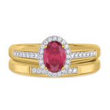 Photo of Chrisoula 7/8 Carat T.W. Ruby and Diamond Matching Bridal Ring Set 10K Yellow Gold [BR2082Y-C000]