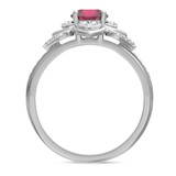 Photo of Clema 1 1/2 CT. T.W. Ruby and Diamond Trio Matching Wedding Ring Set 14K White Gold [BT2081WE-C000]