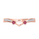 Photo of Clema 1/3 CT. T.W. Ruby and Diamond Same Sex Ladies Band Set 10K Rose Gold [BT2081RL]