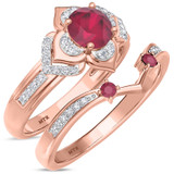 Photo of Clema 1 3/8 Carat T.W. Ruby and Diamond Matching Bridal Ring Set 14K Rose Gold [BR2081R-C000]