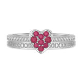 Photo of Manuka 1/5 CT. T.W. Ruby and Diamond Matching Bridal Ring Set 14K White Gold [BR2089W-C000]