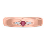 Photo of Clema 1/8 CT. T.W. Ruby and Diamond Mens Wedding Band  10K Rose Gold [BT2081RM]