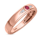 Photo of Clema 1/8 CT. T.W. Ruby and Diamond Mens Wedding Band  10K Rose Gold [BT2081RM]