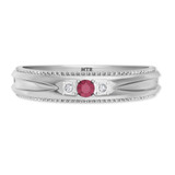 Photo of Magnol 1/8 CT. T.W. Ruby and Diamond Mens Wedding Band 14K White Gold [BT2086WM]
