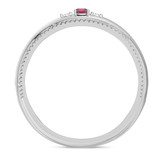 Photo of Magnol 1/8 CT. T.W. Ruby and Diamond Mens Wedding Band 14K White Gold [BT2086WM]