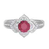 Photo of Clema 1 3/8 CT. T.W. Ruby and Diamond Matching Bridal Ring Set 10K White Gold [BT2081WE-C000]