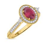 Photo of Magnol 1 1/10 Carat T.W. Ruby and Diamond Trio Matching Wedding Ring Set 10K Yellow Gold [BT2086YE-C000]