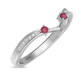 Photo of Clema 1/3 Carat T.W. Ruby and Diamond Same Sex Ladies Band Set 10K White Gold [BT2081WL]