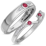 Photo of Clema 1/4 Carat T.W. Ruby and Diamond Matching Wedding Band Set in 10K White Gold [WB2081W]