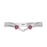 Photo of Clema 1/4 Carat T.W. Ruby and Diamond Matching Wedding Band Set in 10K White Gold [BT2081WL]