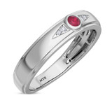 Photo of Clema 1/8 Carat T.W. Ruby and Diamond Matching Wedding Band Set 10K White Gold [BT2081WM]