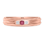 Photo of Magnol 1/3 CT. T.W. Ruby and Diamond Matching Wedding Band Set 10K Rose Gold [BT2086RM]