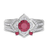 Photo of Clema 1 3/8 CT. T.W. Ruby and Diamond Matching Bridal Ring Set 14K White Gold [BR2081W-C000]