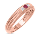 Photo of Magnol 1/8 CT. T.W. Ruby and Diamond Mens Wedding Band 14K Rose Gold [BT2086RM]