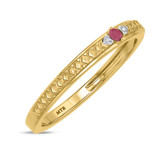 Photo of Manuka 1/5 Carat T.W. Ruby and Diamond Matching Bridal Ring Set 14K Yellow Gold [BT2089YL]