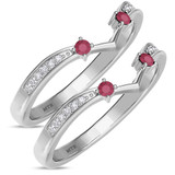 Photo of Clema 1/3 Carat T.W. Ruby and Diamond Same Sex Ladies Band Set 14K White Gold [WL2081W]