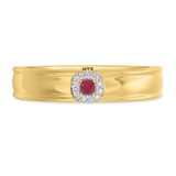 Photo of Delphine 1 1/2 CT. T.W. Ruby and Diamond Trio Matching Wedding Ring Set 14K Yellow Gold [BT2080YM]