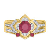 Photo of Clema 1 3/8 CT. T.W. Ruby and Diamond Matching Bridal Ring Set 10K Yellow Gold [BR2081Y-C000]