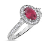Photo of Magnol 1 1/10 CT. T.W. Ruby and Diamond Trio Matching Wedding Ring Set 10K White Gold [BT2086WE-C000]