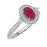 Photo of Magnol 1 1/10 CT. T.W. Ruby and Diamond Trio Matching Wedding Ring Set 10K White Gold [BT2086WE-C000]