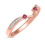 Photo of Clema 1/7 CT. T.W. Ruby and Diamond Ladies Wedding Band 14K Rose Gold [BT2081RL]